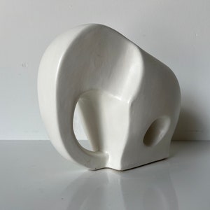 80's Modernist Azgla White Ceramic Minimalist Elephant Sculpture image 3