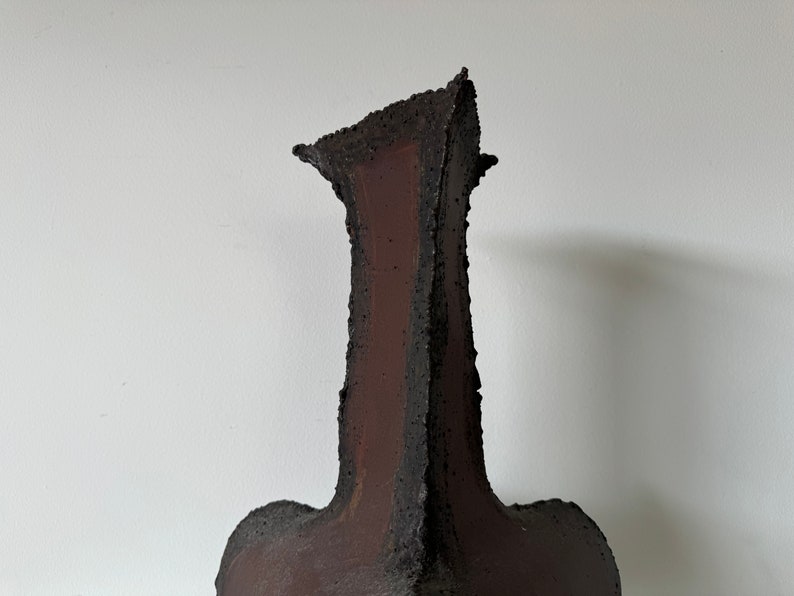 Vintage Art Torch Cut Brutalist Metal Vase Sculpture image 4