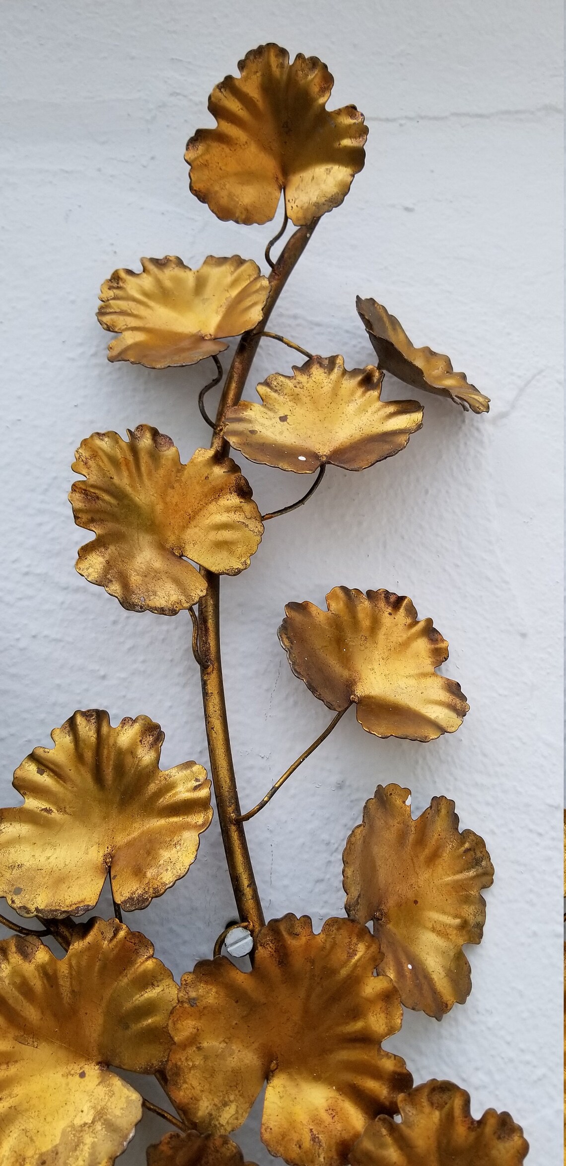 60's Vintage Italian Gold Leaf Metal Wall Sculpture . Etsy