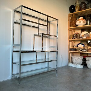 70's Mid Century Milo Baughman Style Chrome Etagere /Display Shelf image 2