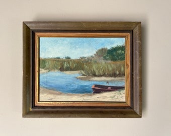 1950's Helen Stroh Marsh Landscape Oil Painting, Framed