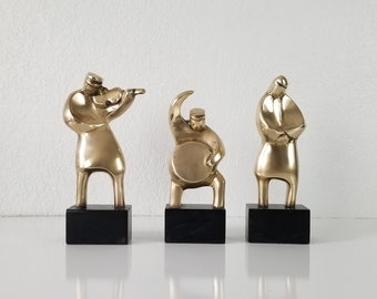 Vintage Musicians Abstract Brass Sculptures Set Of -3