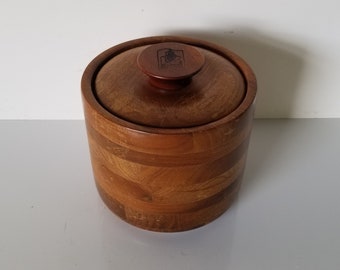 1970's Vintage Walnut Wood and Metal March for MacArthur Ice Bucket