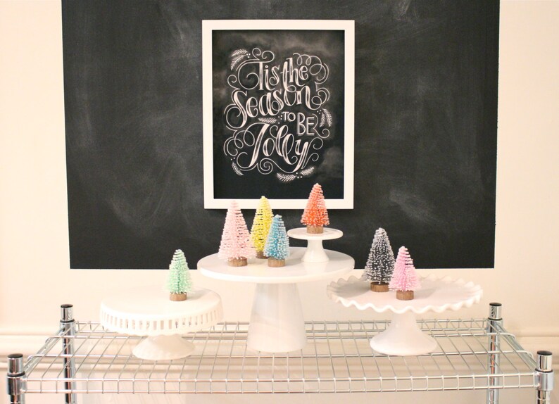 Christmas Chalkboard Print Sign Tis the Season Chalk Wall Art Holiday