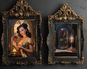 Beauty and the Beast Art Print Set: Vintage Gothic Romance (Digital Download)