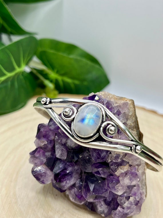 Rainbow Moonstone bracelet sterling silver