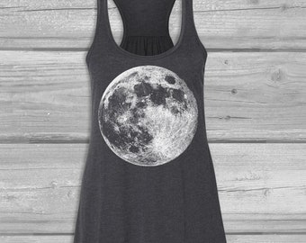 Moon Tank Top for Women, Graphic Tanks, Relaxed Tank Top, Soft, Stretchy Flowy Tank