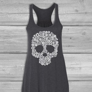 Skull Tank Top Women, Gothic Tanks, Day of The Dead Clothing, Flowy Bella Tank, Relaxed, Soft, Long Tank