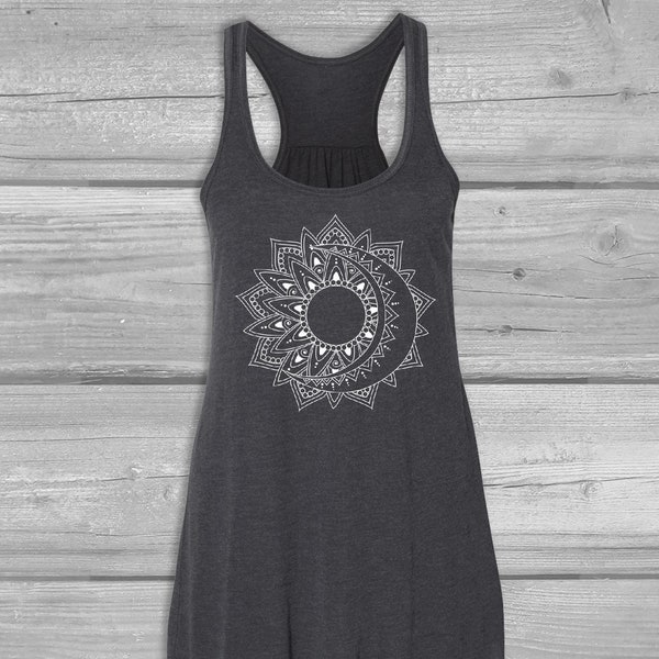 Sun and Moon Tank Tops for Women, Celestial Tank, Bella Flowy Tank, Soft, Relaxed, Racerback Tank