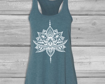 Womens Tank Tops, Lotus Tank Top for Women, Boho Yoga Tank, Bella Flowy Relaxed, Soft Tank Tops