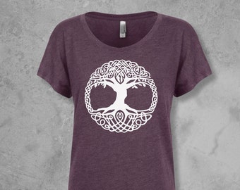 Dolman Sleeve Top, Womens Tshirts Scoop Neck, Celtic Tree Graphic Tee, Dolman Sleeve Tops, Tree Shirt