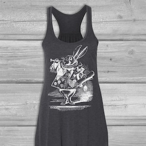 Vintage Fairtytale Cartoon Tank Tops for Women, Rabbit Tank, Soft, Long, Racerback, Relaxed, Flowy Tanks