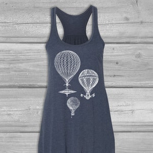 Graphic Tanks for Women, Hot Air Balloon Tank Top, Long Tanks, Soft, Relaxed, Stretchy Tank Tops