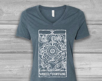 Wheel of Fortune Tarot Shirt, Womens Shirts, Graphic Tees for Women, Tarot Card Tshirt, Relaxed, Soft Tshirt