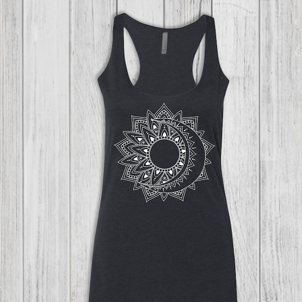 Moon and Sun Tank Tops for Women, Graphic Tank Top, Womens Tank Tops, Bella Tank, Fitted, Soft, Stretchy