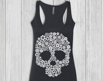 Skull Tank Tops for Women, Workout Tank, Womens Tank Tops, Graphic Tank Top, Bella Tank, Fitted, Soft, Stretchy, Racerback Tank