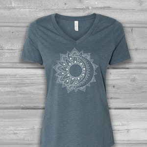 Sun and Moon Shirt, V Neck Tshirts Women, Graphic Tees for Women, Bella Flowy Relaxed Tshirt, Soft