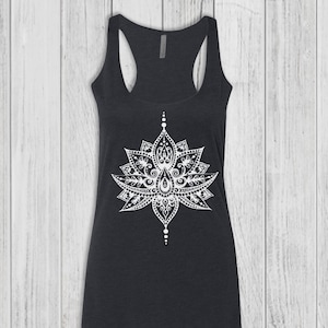 Yoga Tank Tops for Women, Lotus Flower Yoga Tops, Soft, Racerback Bella Tanks