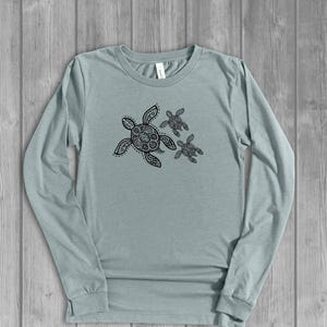 Sea Turtle Womens Long Sleeve T-Shirt, Mama & Baby Graphic Tee