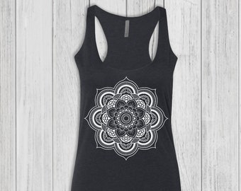 Mandala Tank Tops for Women, Graphic Tank Top, Womens Tank Tops, Bella Tank, Fitted, Soft, Stretchy, Racerback Tank
