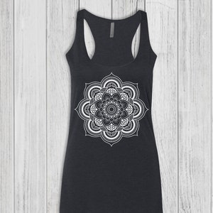 Mandala Tank Tops for Women, Graphic Tank Top, Womens Tank Tops, Bella Tank, Fitted, Soft, Stretchy, Racerback Tank