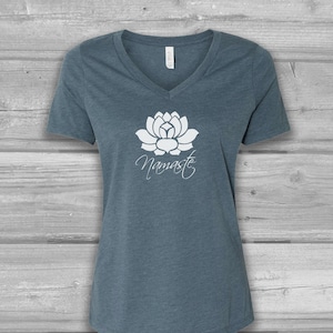 Lotus Shirt, Womens V Neck T Shirt, Graphic Tees for Women, Namaste Shirt, Relaxed, Light Weight, Soft Tshirts