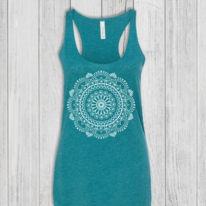 Mandala Tank Tops for Women, Yoga Tank, Womens Tank Tops, Graphic Tank Top, Bella Tank, Fitted, Soft, Stretchy, Racerback Tank