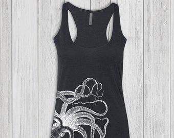 Octopus Tank Tops for Women, Graphic Tank Top, Womens Tank Tops, Bella Tank, Fitted, Soft, Stretchy