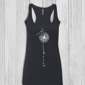 Dandelion Tank Tops for Women, Graphic Tank Top, Womens Tank Tops, Bella Tank, Fitted, Soft, Stretchy, Racerback Tank