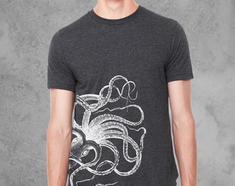 Octopus Shirt, Graphic Tees for Men, Black Octopus TShirt, Mens Clothing, Gifts for Men