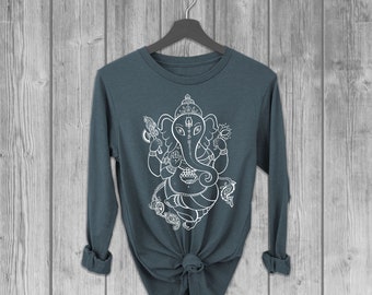 Ganesha Long Sleeve Tshirts for Women, Graphic Lightweight T Shirt, Soft Longsleeve Tees, Bella