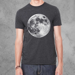 Moon Shirt for Men, Mens Clothing, Full Moon Tshirt Gifts for Men, Mens Graphic Tees Charcoal Black