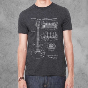 Guitar Shirt Gifts for Men, Graphic Tees for Men, Mens Clothing, Bella Triblend T Shirt Charcoal Black