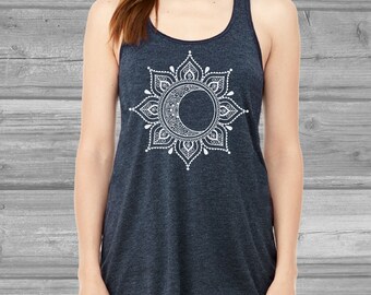 Mandala Damen Extra Long Top Achselshirt Racerback Mandala Damen Extra Long Top Achselshirt Racerback