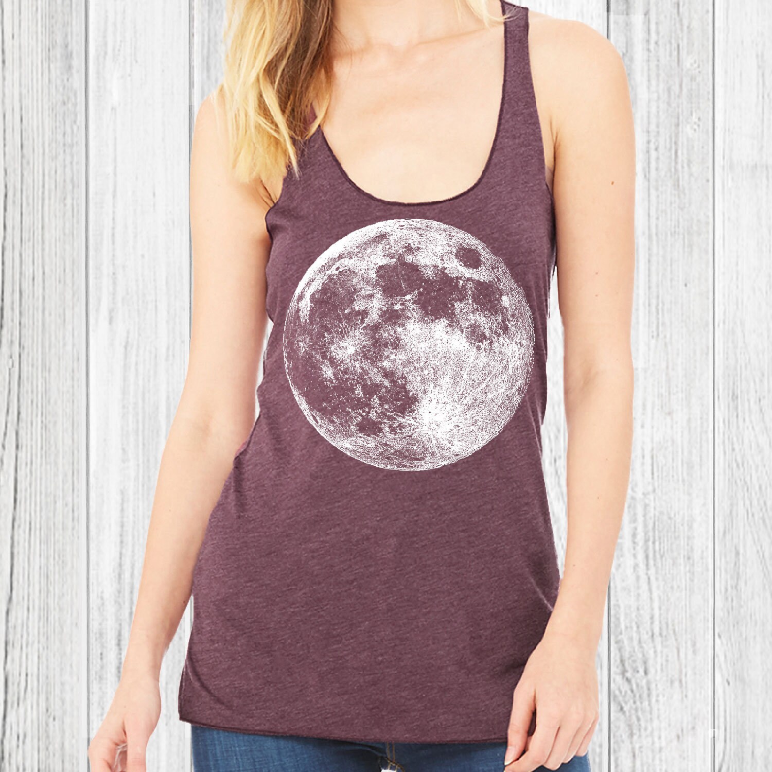 Moon Tank Top for Women Black Graphic Tank Tops Full Moon Etsy