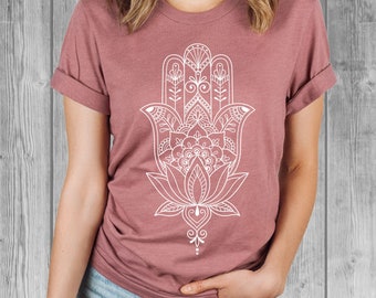 Hamsa Tshirt, Graphic Tees for Women, Relaxed Shirt, Yoga Tshirt, Comfy Bella Tshirts