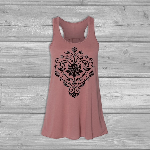 Womens Tank Tops Lotus Tank Tops for Women Boho Bella Flowy Tanks Floral Racerback Tank Etsy UK