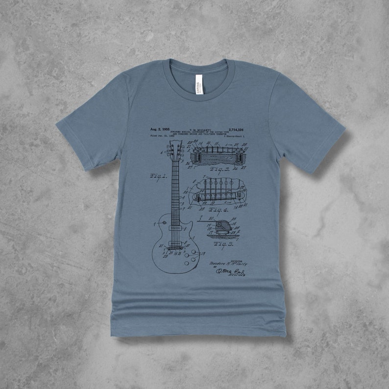 Guitar Shirt Gifts for Men, Graphic Tees for Men, Mens Clothing, Bella Triblend T Shirt Slate Blue (black)