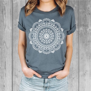 Mandala Shirt, Graphic Tees for Women, Bella Relaxed Fit T Shirt, Soft Tshirts, Comfy Tops