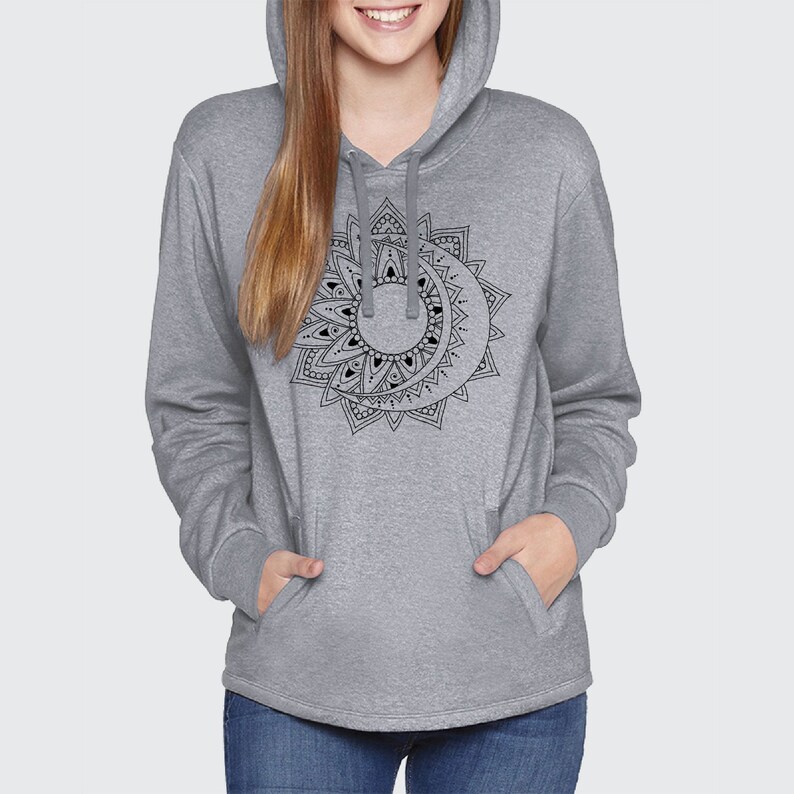 sun and moon print hoodie