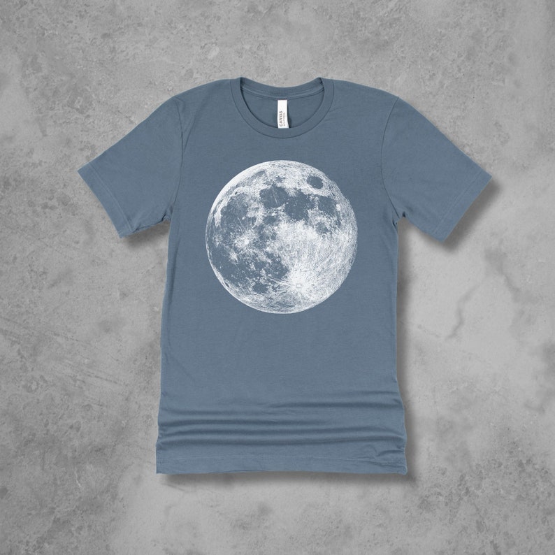 Moon Shirt for Men, Mens Clothing, Full Moon Tshirt Gifts for Men, Mens Graphic Tees Slate Blue