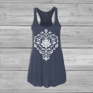 Womens Tank Tops Lotus Tank Tops for Women, Boho Bella Flowy Tanks, Floral Racerback Tank image 7