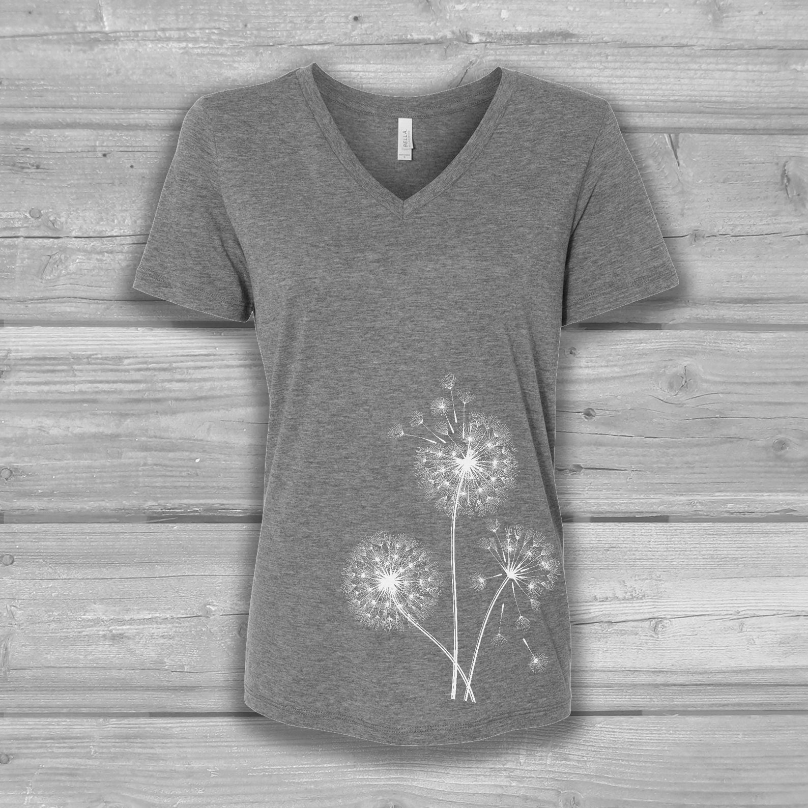 Dandelion Shirt Womens Graphic Tees V Neck Dandelion Flower Etsy