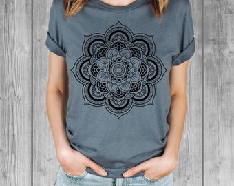 Mandala Flower Tshirt, Graphic Tees for Women, Bella Relaxed Fit Tshirts, Ladies Tees, Comfy Tshirst