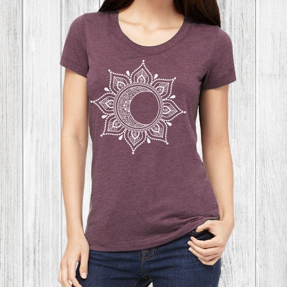 Moon Mandala Tshirt Womens Graphic Tees Cool Shirts Bella | Etsy
