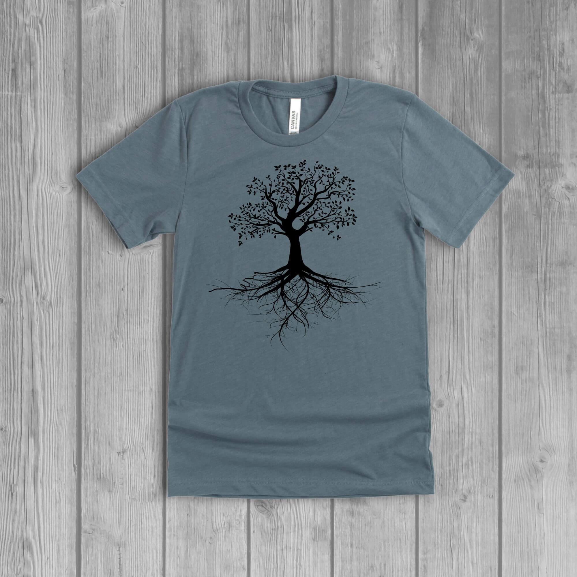 Tree of Life Womens T Shirt, Rooted Graphic: Bella Crew Neck