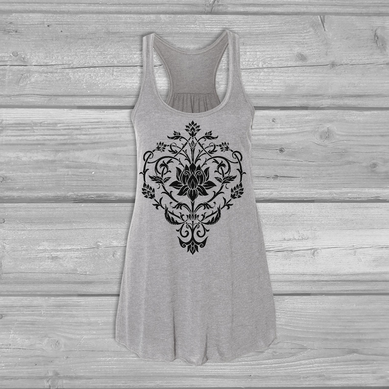 Womens Tank Tops Lotus Tank Tops for Women, Boho Bella Flowy Tanks, Floral Racerback Tank image 8