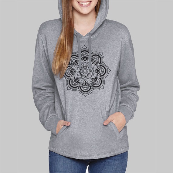 FOECBIR Flower of Life Mandala Sweatshirts Pullover Hoodie for Womens