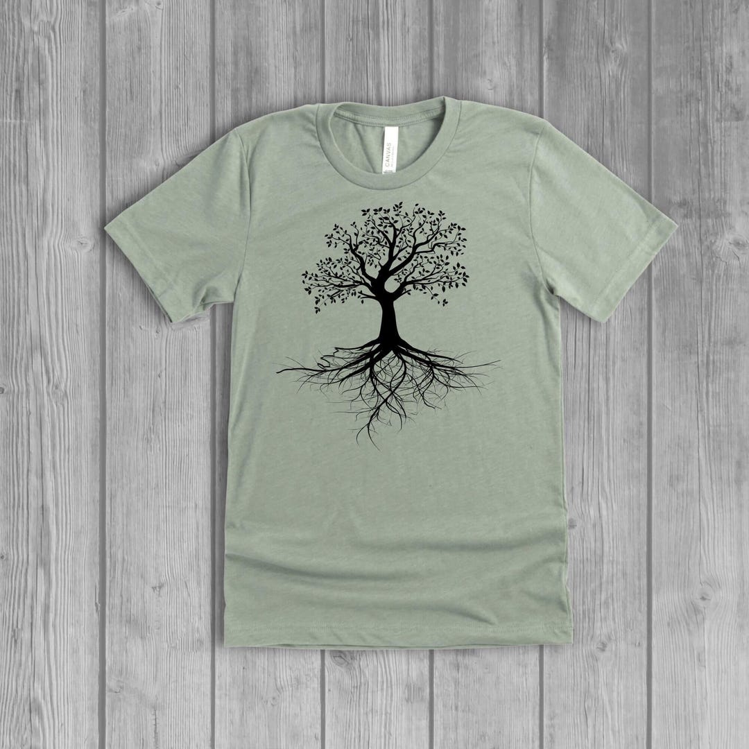 Tree of Life Womens T Shirt, Rooted Graphic: Bella Crew Neck