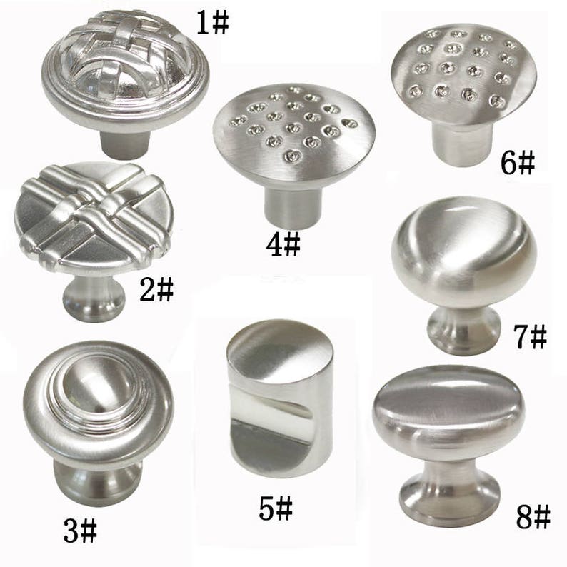Brushed Satin Nickel Cabinet Knobs Kitchen Pull Handles Cupboard Drawer Hardware Dresser Drawer Knobs Door Knob 8 Styles